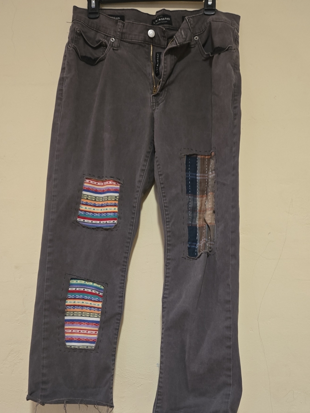 Vintage-Inspired Gray Patchwork Women’s Jeans